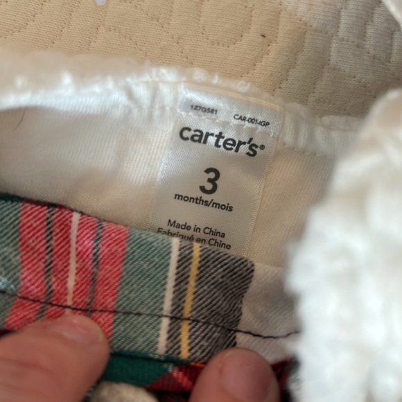 Carters faux fur vest and plaid top with H&M reindeer booties - Picture 4 of 4